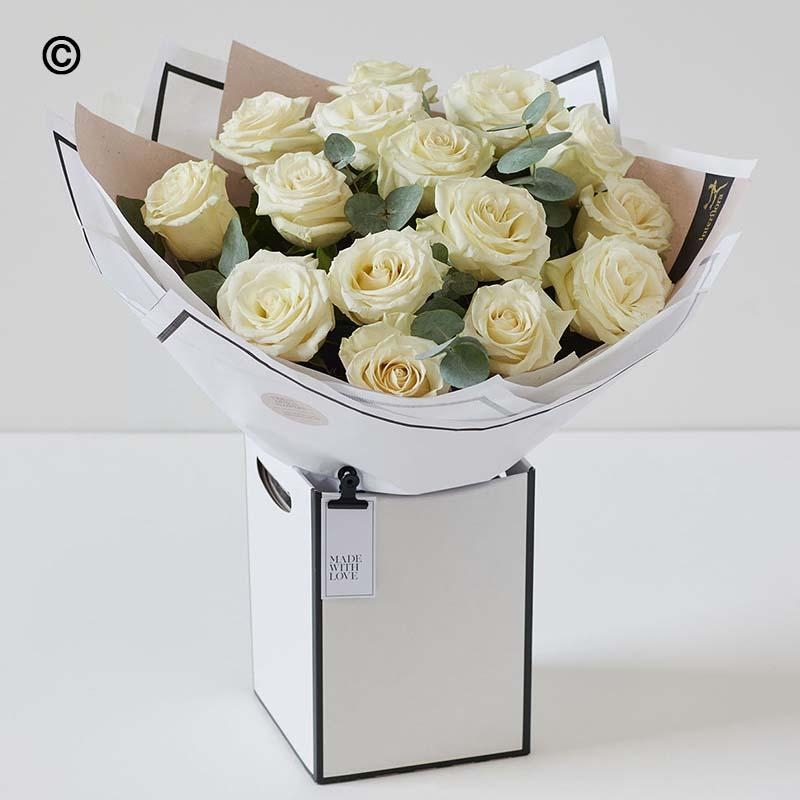 Real White roses bouquet 